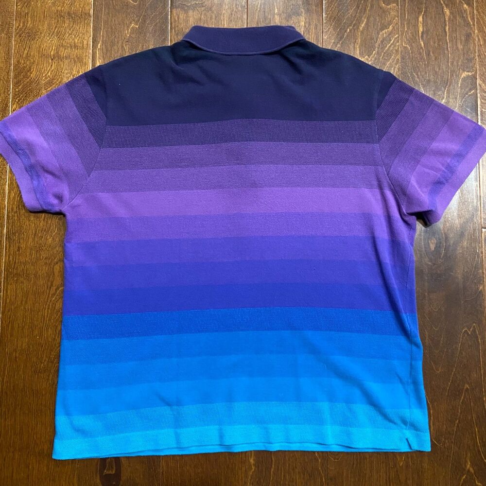Lacoste Vintage Y2K Purple Blue Gradient Cotton Polo Shirt Men's Size 7 / XL - Picture 4 of 7